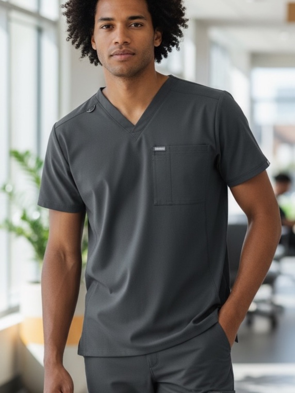 9911LKA Urbane Impulse Men's Graphite 1-Pocket V-Neck Scrub Top Size 3XL NWT